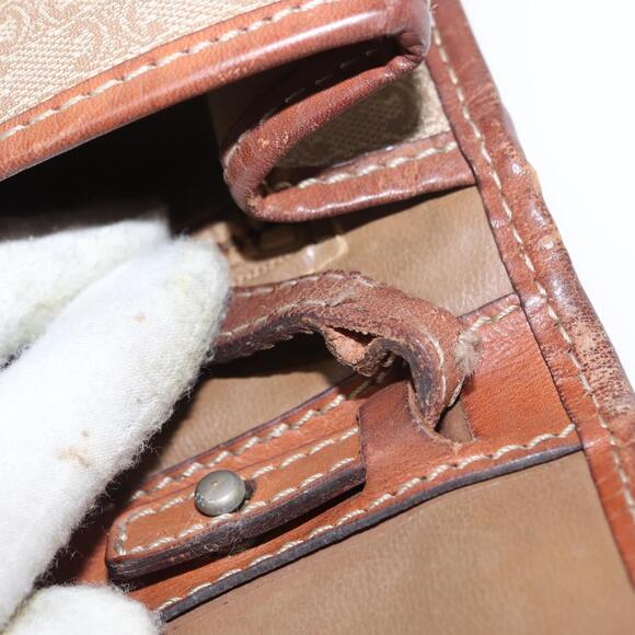 CELINE Macadam Canvas Shoulder Bag PVC Beige Gold Auth...